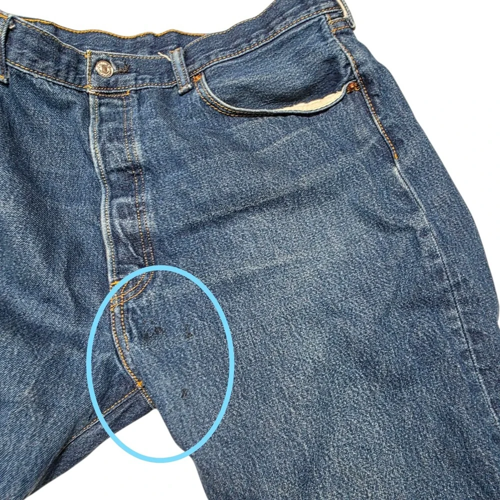 Levi Strauss & Co 501 Jeans Mens 40x30 Blue Denim Straight Leg Button Fly Hemmed